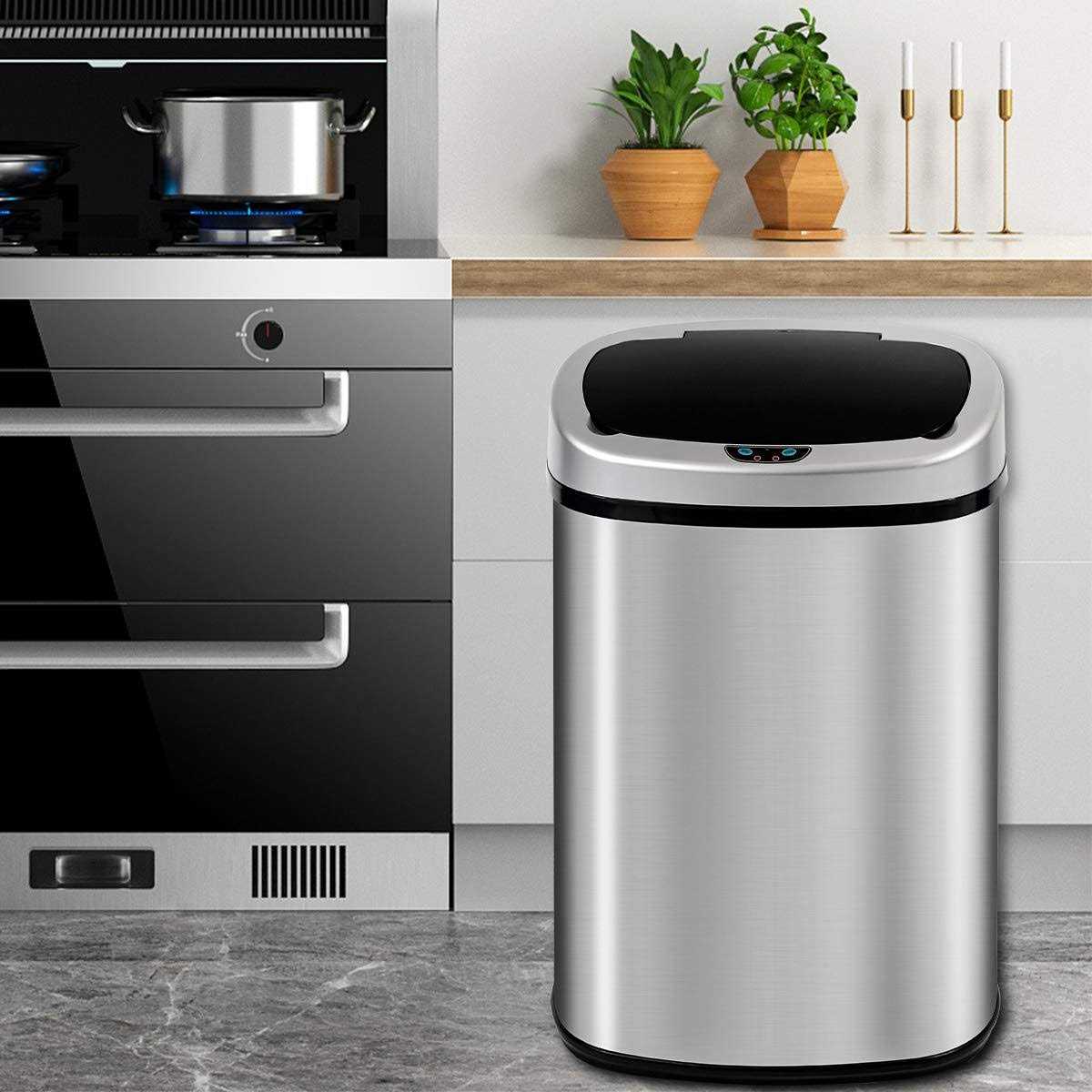 13 Gallon Kitchen Trash Can Garbage Can Waste Bin with Lid Automatic Touchless