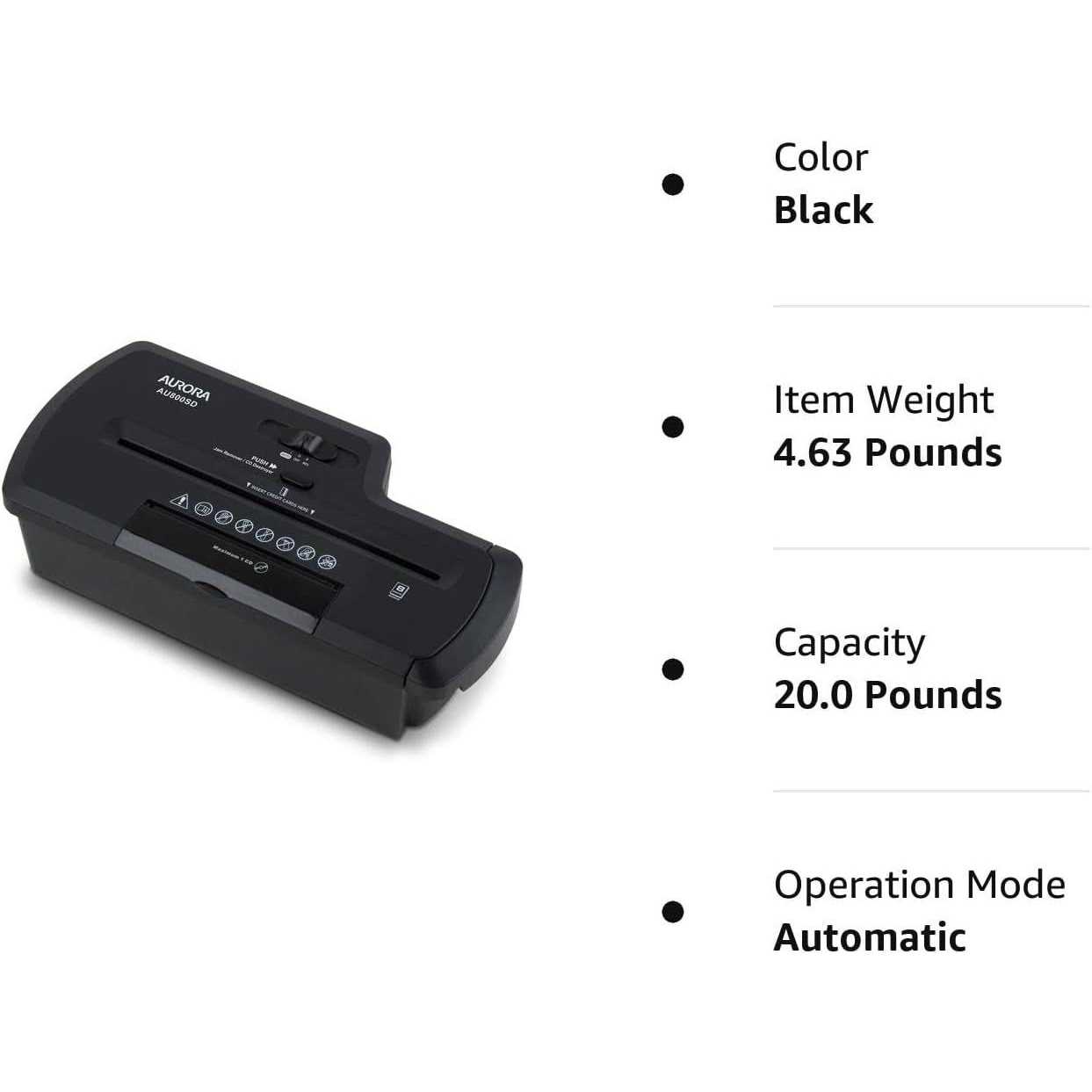 Aurora AU800SD Professional Strip Cut Paper Shredder/CD/Credit Card