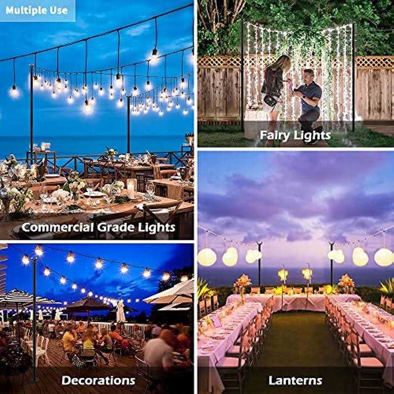 Beizelte 10FT String Light Poles 2 Pack,Metal Light Poles for Outside String Lights,with Fork,Hanging Light Poles for Patio,Backyard,Garden,Deck