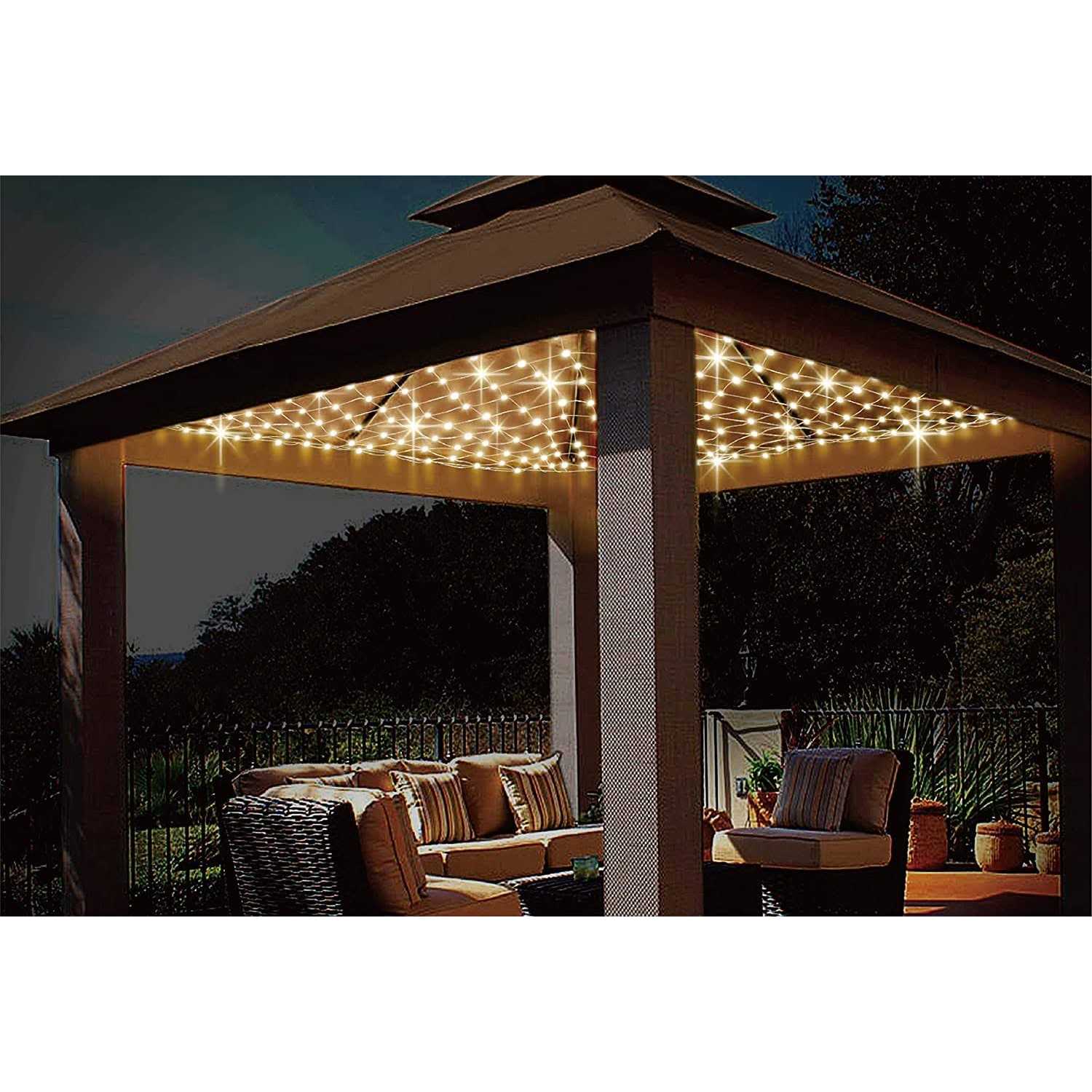 Anycosy 480 LED Gazebo Net Light 10ft x10ft Mesh Curtain Lights Outdoor Waterproof