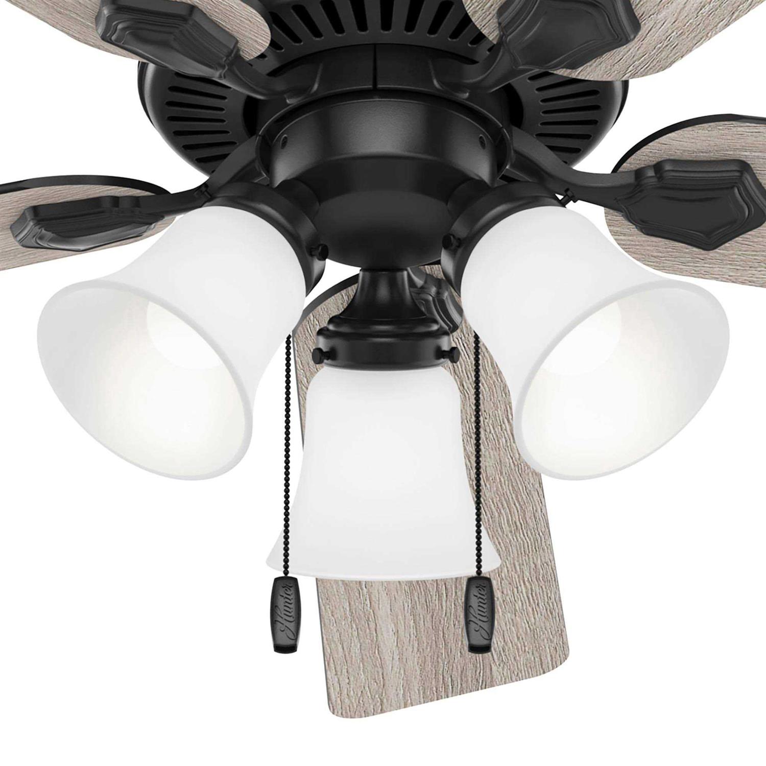 52 Hunter Swanson Matte Black Ceiling Fan with LED Light Kit 51737