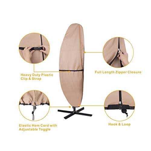ULTCOVER Patio Umbrella Parasol Cover 600d Waterproof Outdoor Offset Banana Style Umbrella Cover