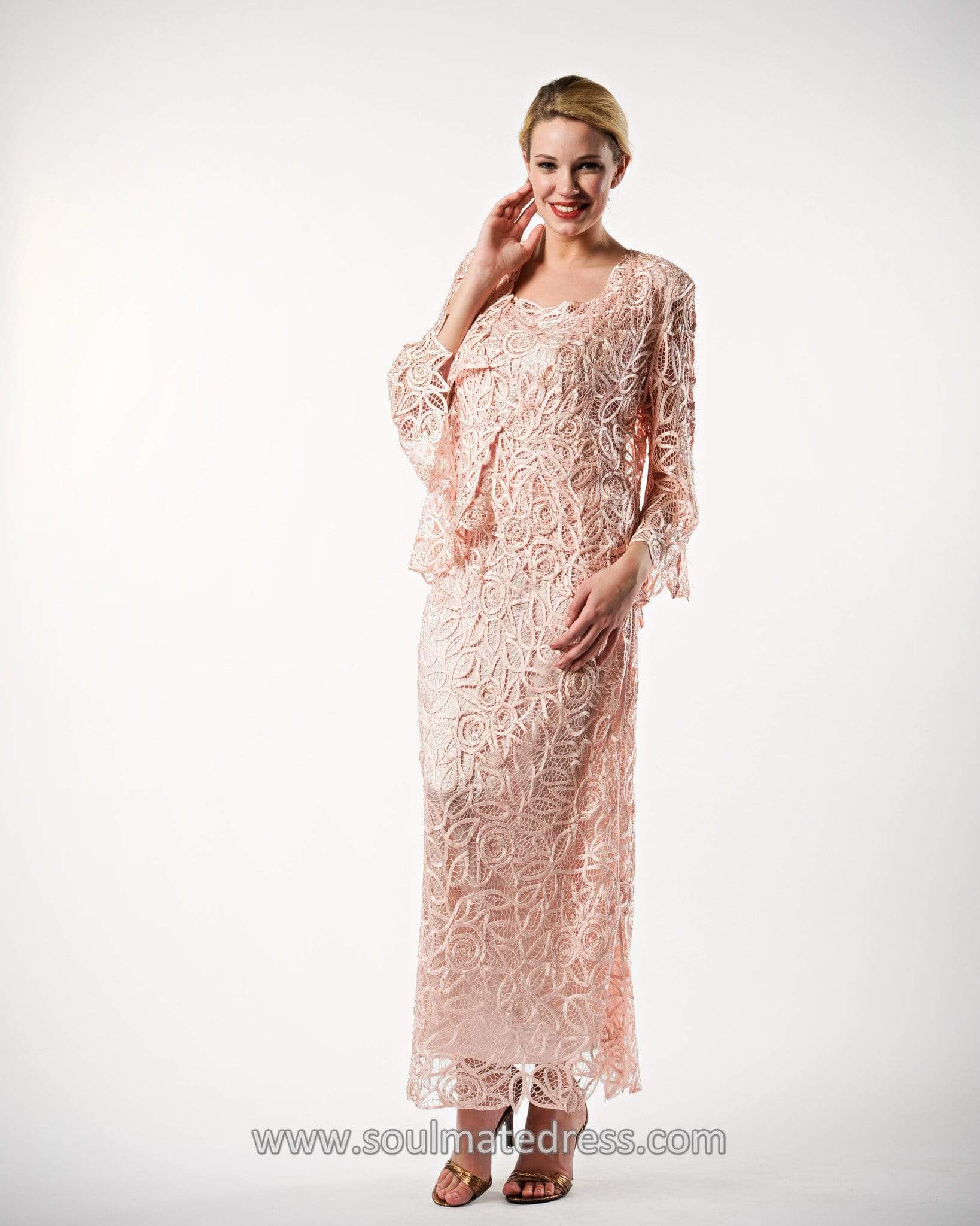 Lace Illusion Sleeves Mother Of The Bride Dress