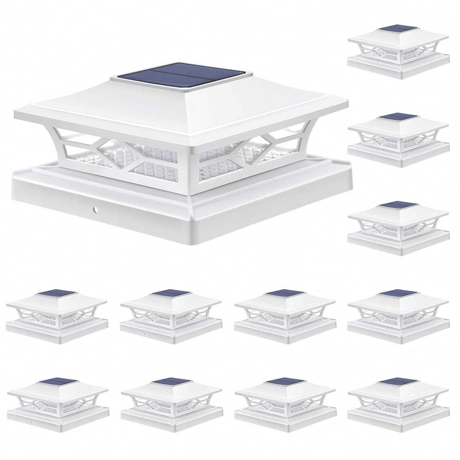 APONUO Solar Post Cap Lights,4×4 Post Solar Lights Warm White/Cool White LED Light Outdoor Waterproof,Fence Post Solar Lights for 4×4/6×6 Wood Fence