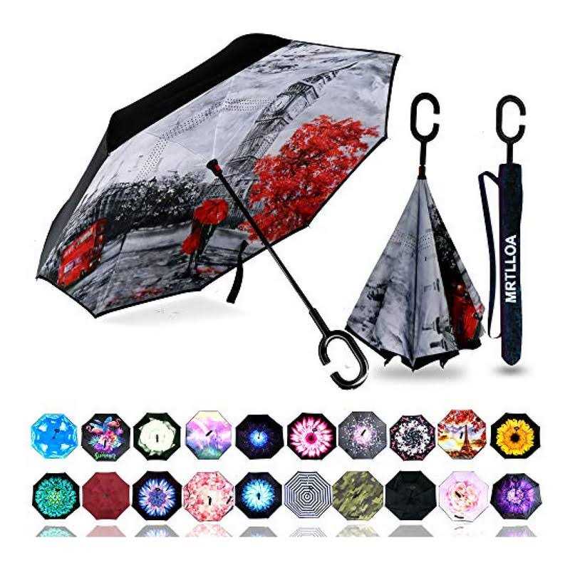 Mrtlloa Windproof Inverted Reverse Umbrella with Uv Protection
