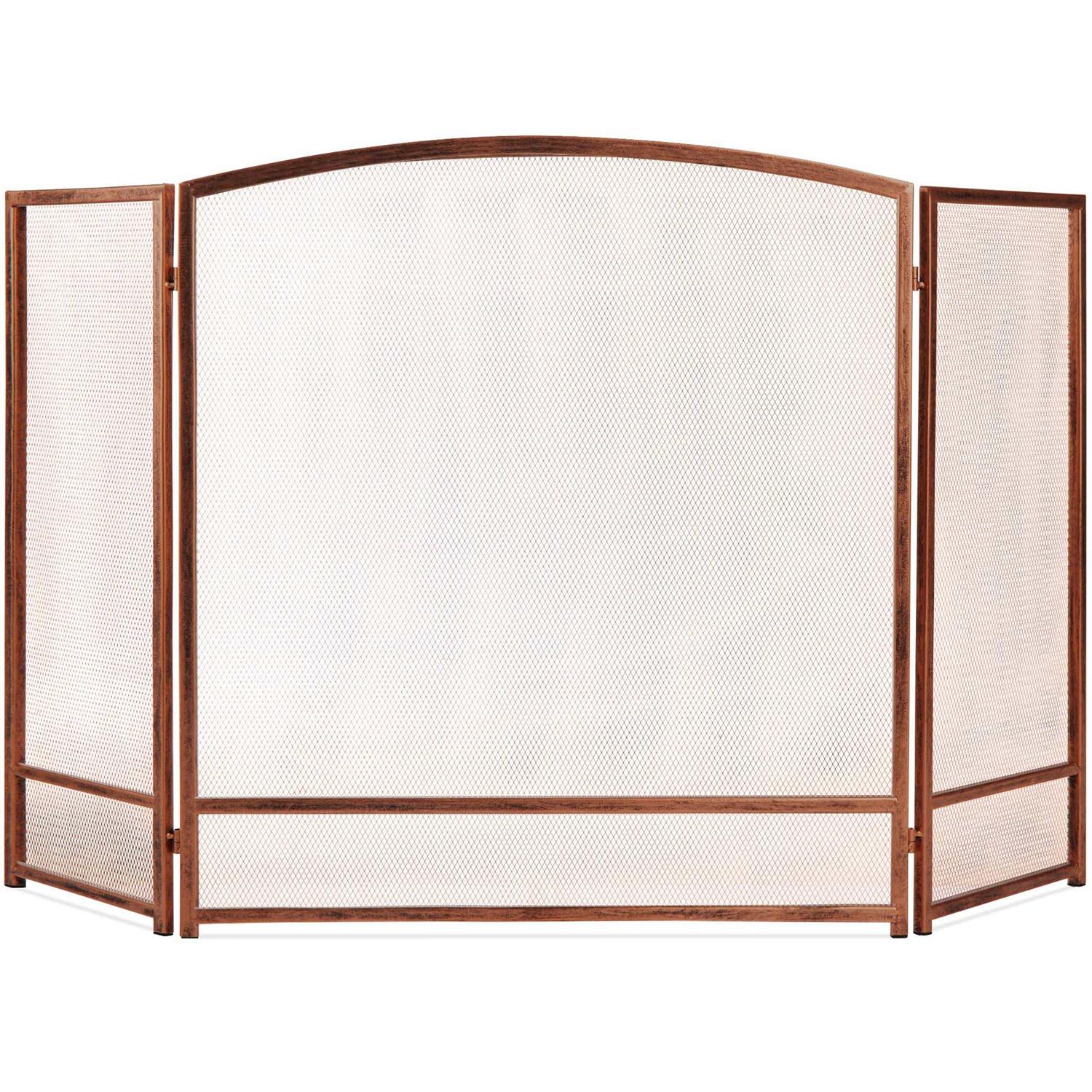 Best Choice Products 54.25×30.25in 3-Panel Steel Mesh Fireplace Screen