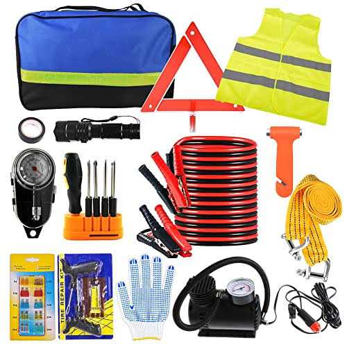 Car Emergency Kit Roadside Assistance Auto Emergency Kit 14-piece Tool Set Car Safety Kit with Jumper Cables