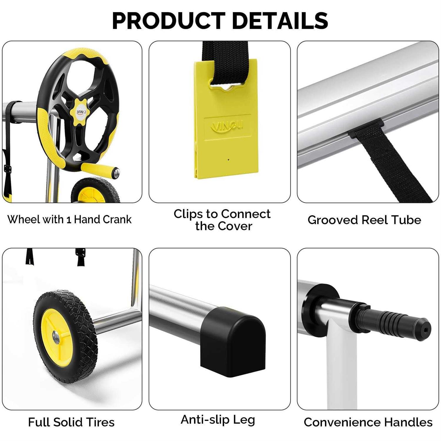 VINGLI Pool Reel Set Inground Swimming Pool Solar Cover Reel