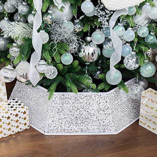 XmasExp Christmas Tree Collar Sequin Tree Skirt for Christmas Holiday Home Decor Xmas Tree Ring Stand Base Cover