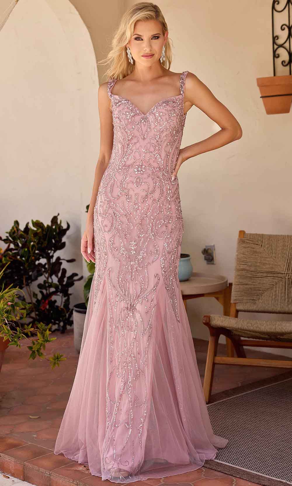 Embellished Mermaid Evening Dress