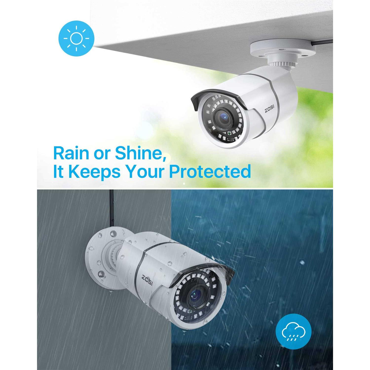 ZOSI 1080p H.265+ Security Camera System for Home, 5MP Lite 8 Channel CCTV DVR and 8 x 1080p Weatherproof Bullet Cameras Outdoor