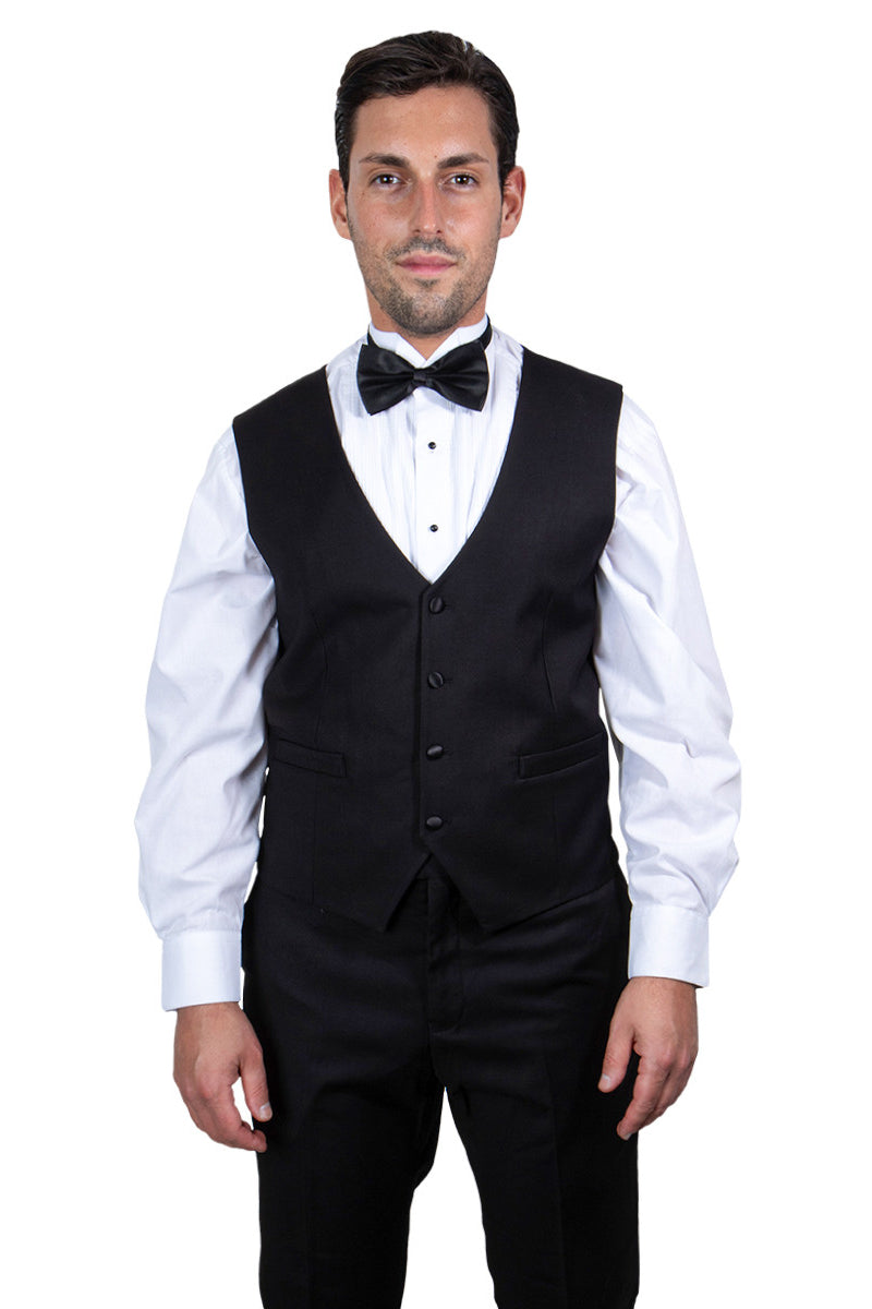 Men’s Stacy Adams Vested One Button Shawl Lapel Tuxedo in Black