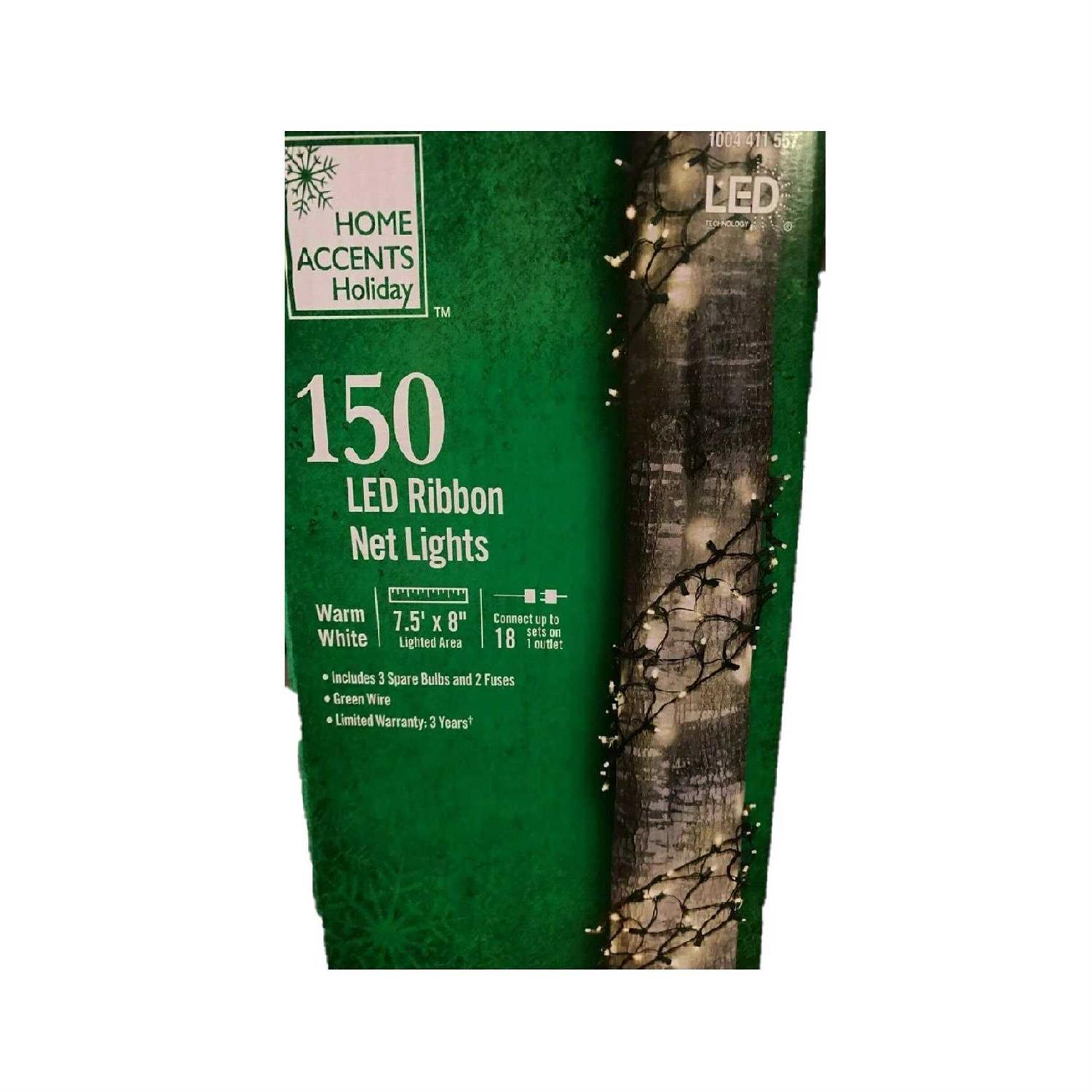 150L Warm White Mini LED Ribbon Net Lights Home Accents Holiday