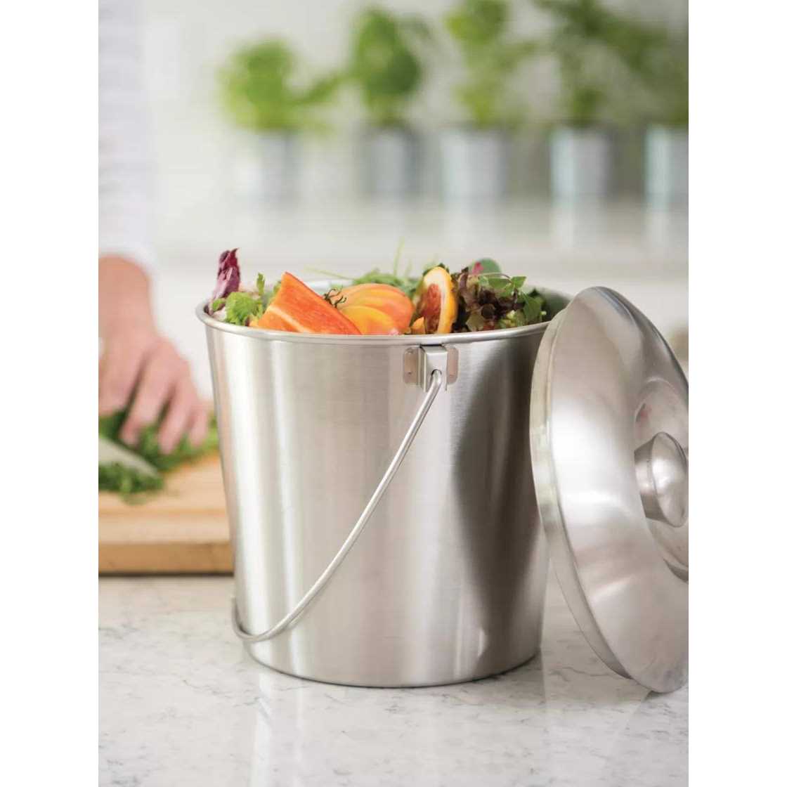 Brushed Stainless Steel Compost Pail