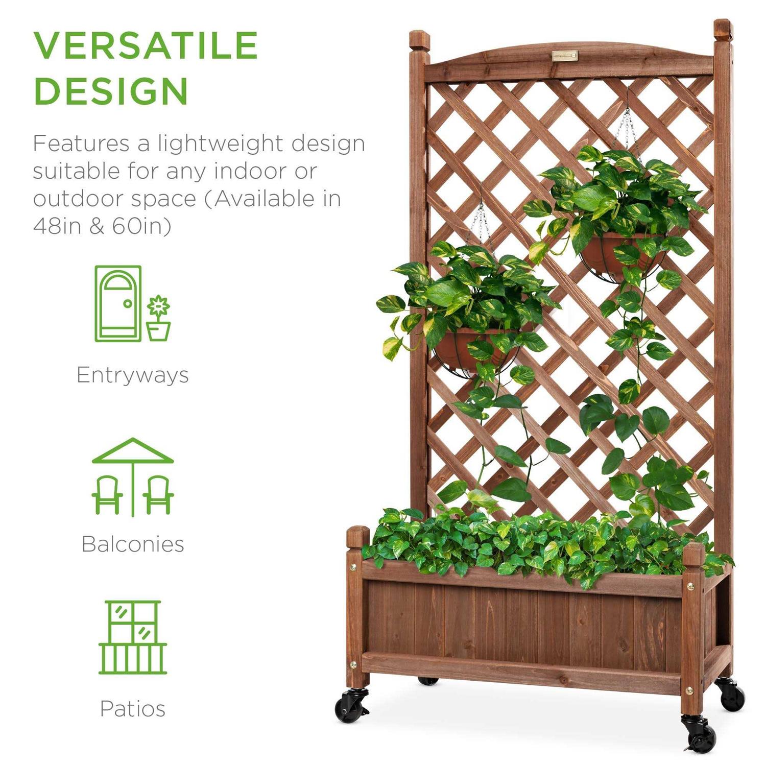 Best Choice Products 48in Wood Planter Box & Diamond Lattice Trellis