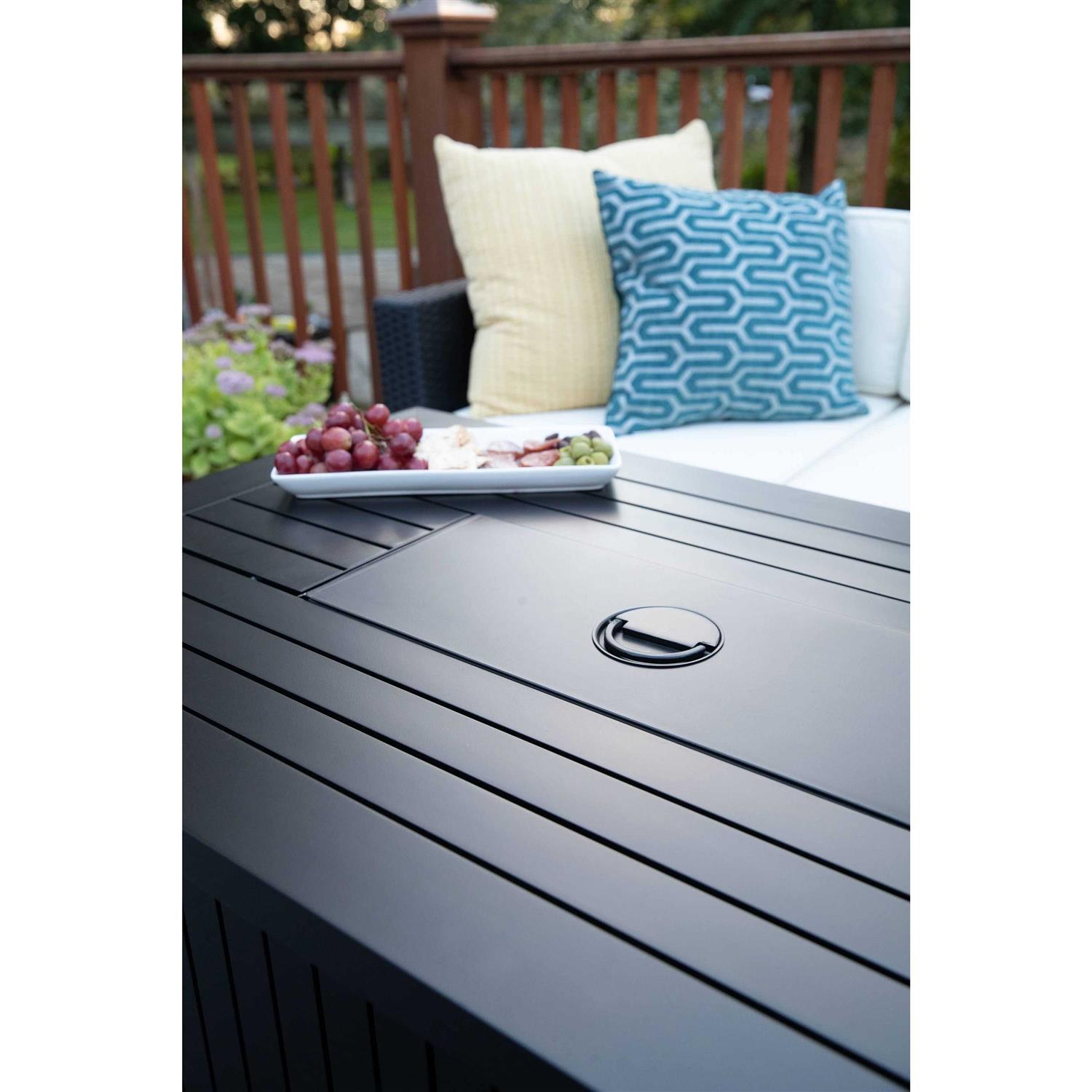 allen + roth 48-in W 40000-BTU Black Steel Propane Gas Fire Pit Table Stainless Steel GAD17103L