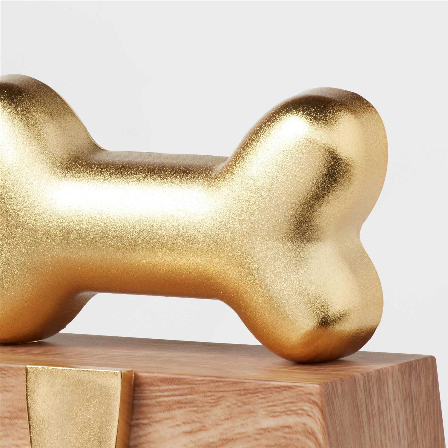 Wondershop Metal Bone Christmas Stocking Holder with Faux Wood Base Gold