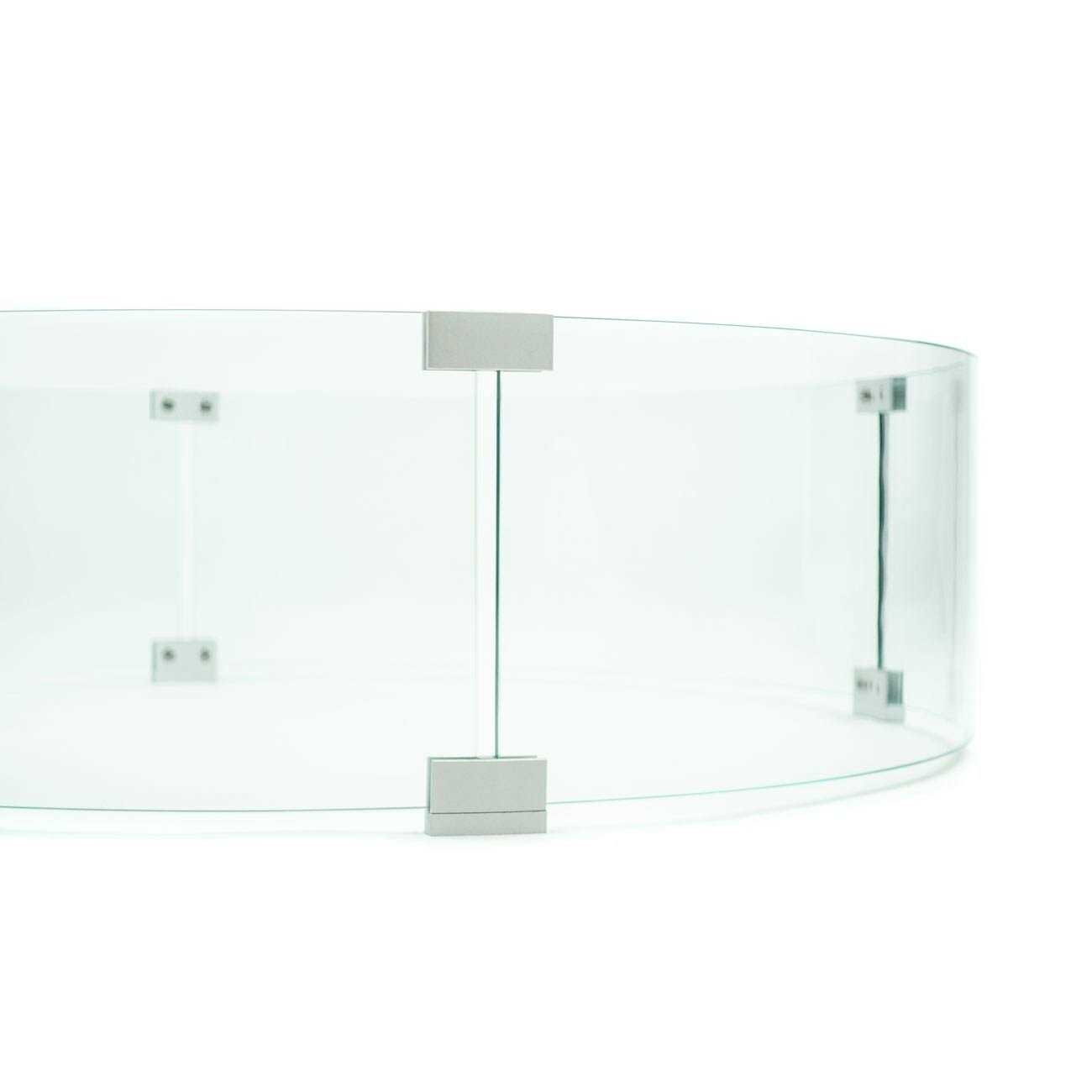 Ams Fireplace Round Fire Pit Glass Wind Guard Clear Tempered Glass Flame Protective Pane. Wind Resistant with Aluminum Corner Bracket and
