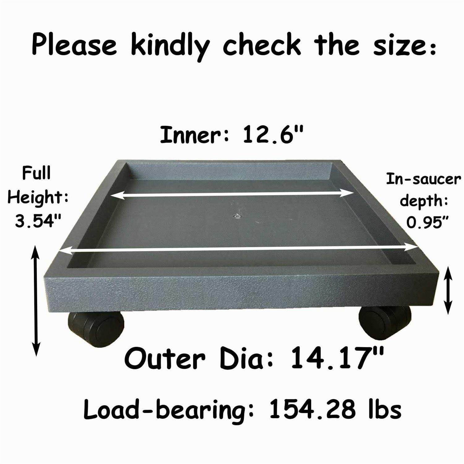 WanderingDonkey Square Heavy Duty Plant Caddy with Wheels,Rolling Stand Pot Trolley,Wheeled Planter Saucer Tray,Potted Flower Mover Dolly