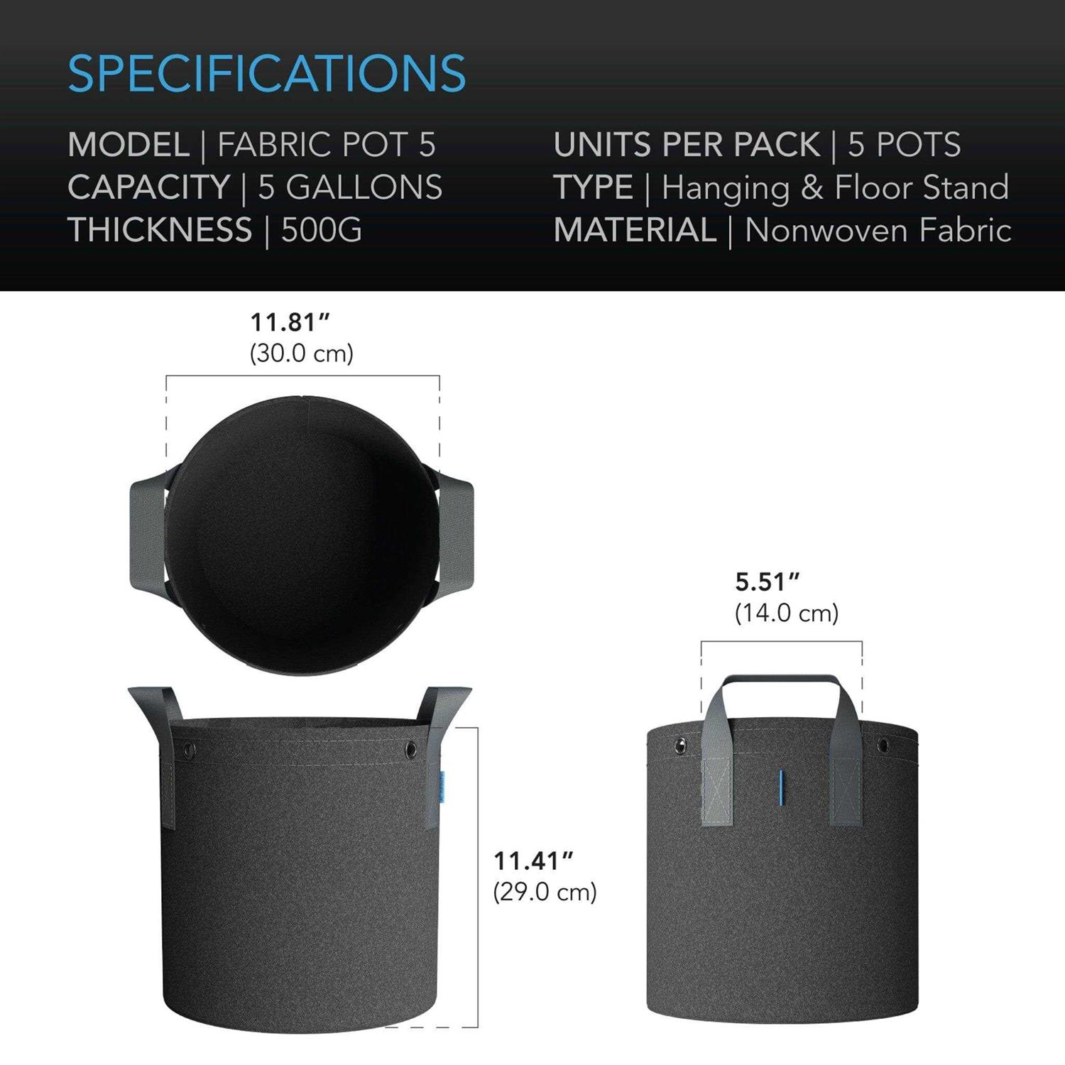 AC Infinity Heavy Duty Fabric Pots
