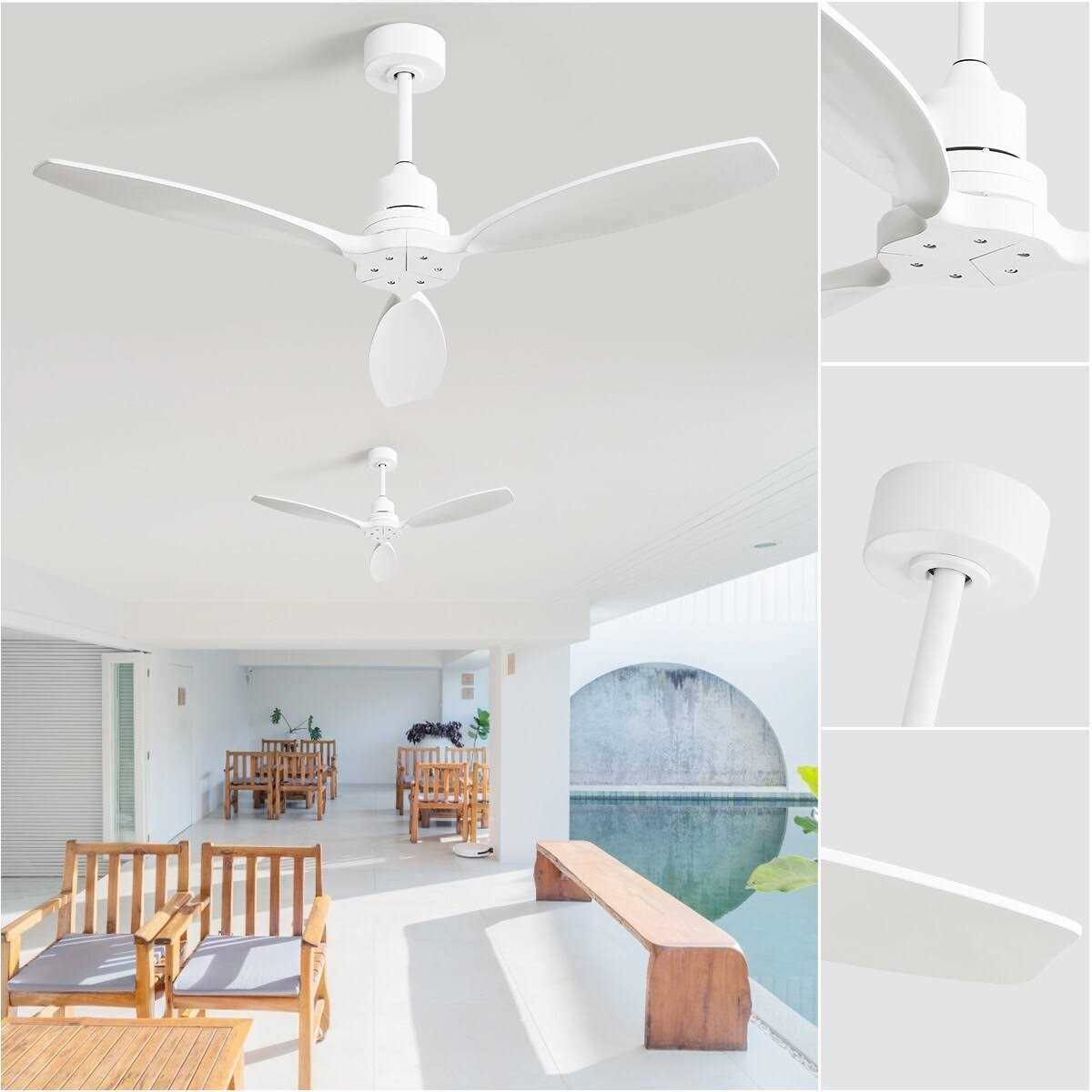 52 inch Modern Solid Wood Ceiling Fan With Remote Control,6 WInd Speed,Reversible Airflow
