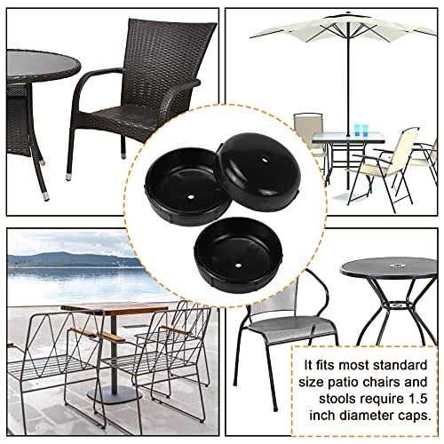 24 Pack Wrought Iron Patio Furniture Glides 1-1/2 Inch Outdoor Chair Leg