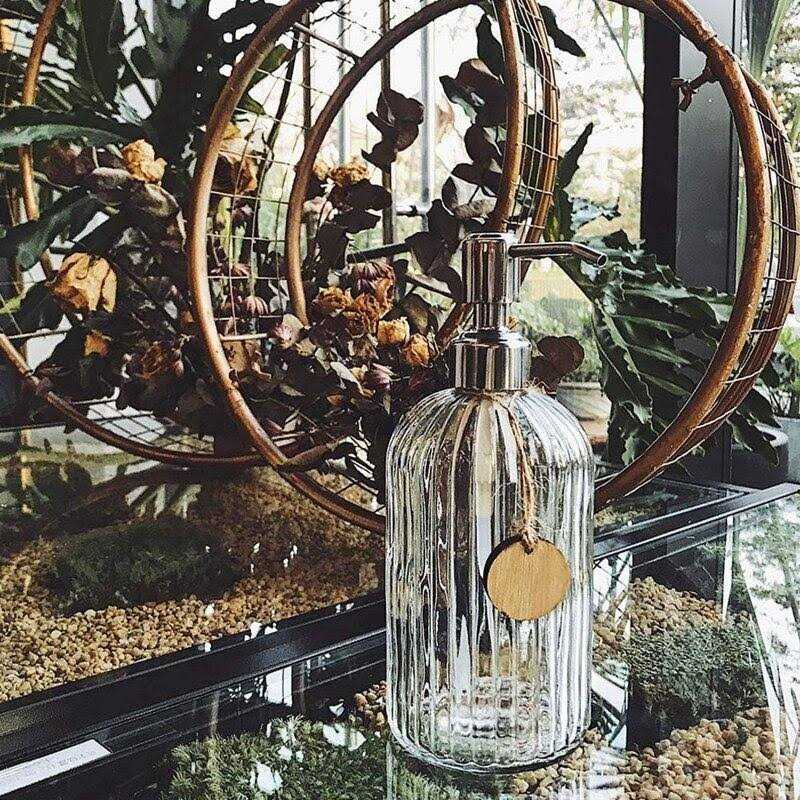 (As Seen on Image) Glass Soap Dispenser with Rust Proof Stainless Steel Pump- Refillable Liquid Hand Soap Dispenser for Bathroom / Kitchen Soap Disp (