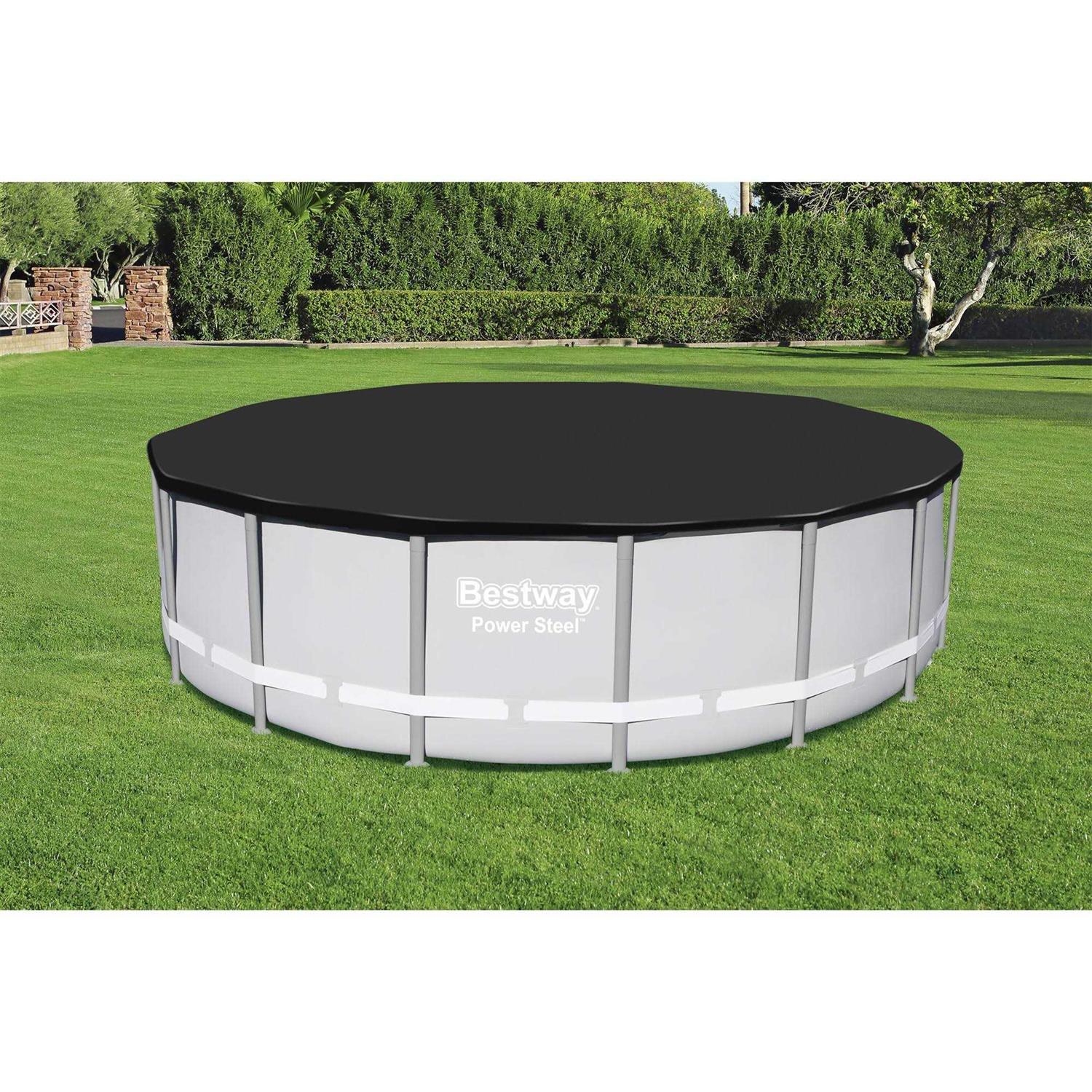 Bestway Round PVC 16′ Pool Cover for Above Ground Pro Frame Pools