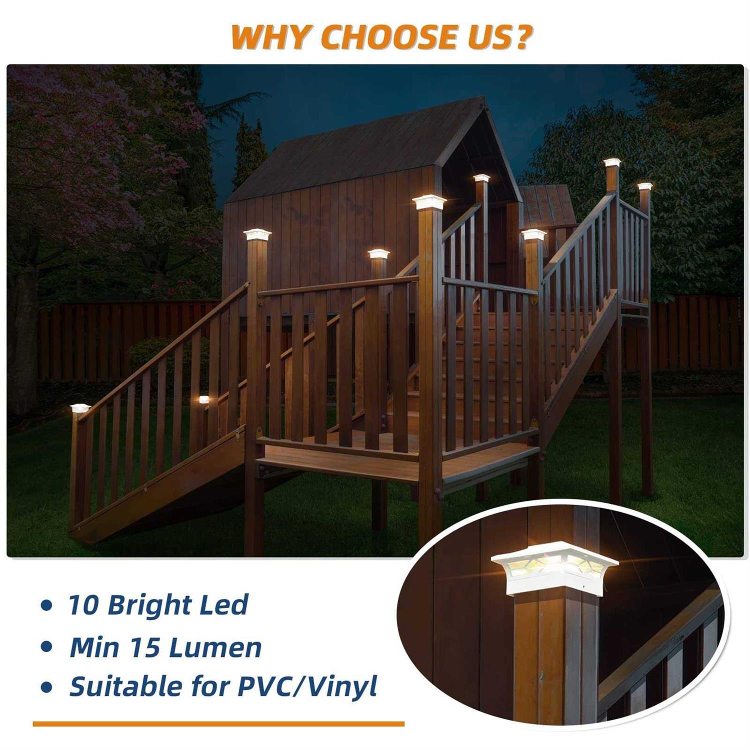 APONUO Solar Post Cap Lights,4×4 Post Solar Lights Warm White/Cool White LED Light Outdoor Waterproof,Fence Post Solar Lights for 4×4/6×6 Wood Fence