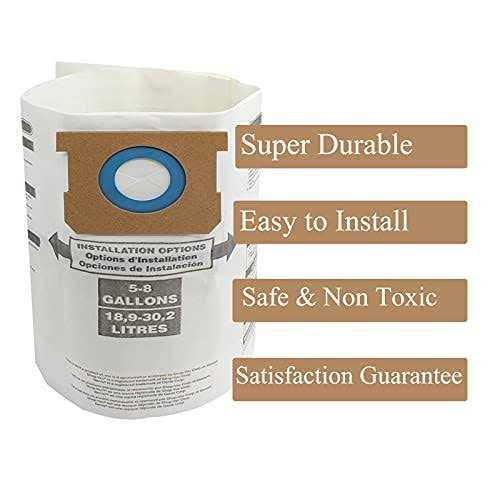 3 Pack Shop Vac 5-8 Gallon Filter Bags ALYYDBG Type E 90661 906-61 9066100 9066133