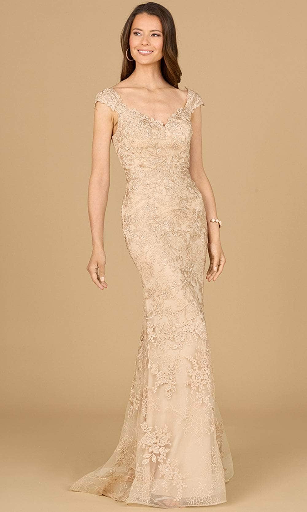 Cap Sleeve Embroidered Evening Gown