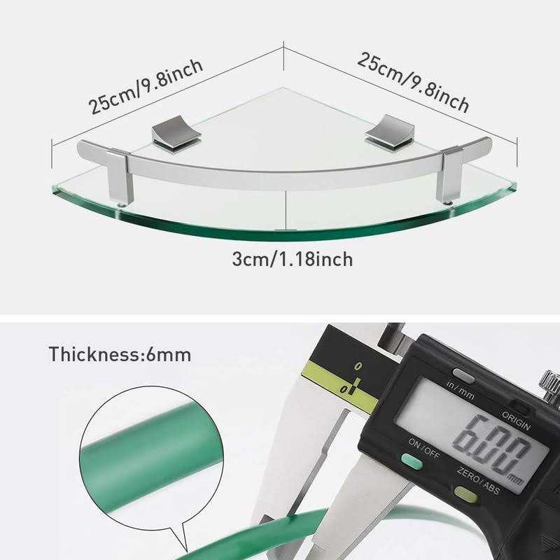 WAKLOND Bathroom Shelves Glass Shelf Wall Mounted Tempered Glass Corner Shower Shelf with Aluminum Rail for Bathroom