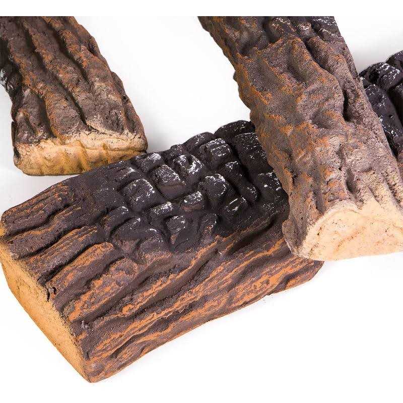Barton 10Pc ceramic Logs Set Indoor Outdoor gas Vented Fireplace Realistic Fire Log