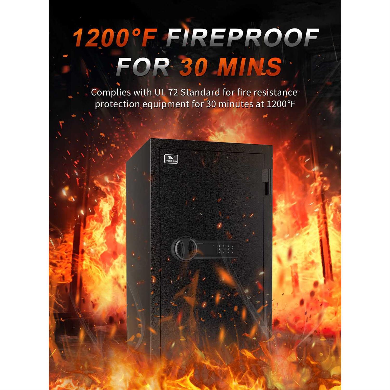 Tigerking 30 Min Fireproof Home Safes Digital Lock 3.47 CU.ft FPSD66