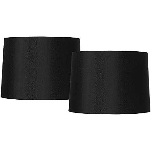Springcrest Set of 2 Cylinder Lamp Shades Black Small 8 Top x 8 Bottom x 11 High Spider with Replacement Harp and Finial Fitting 587X7