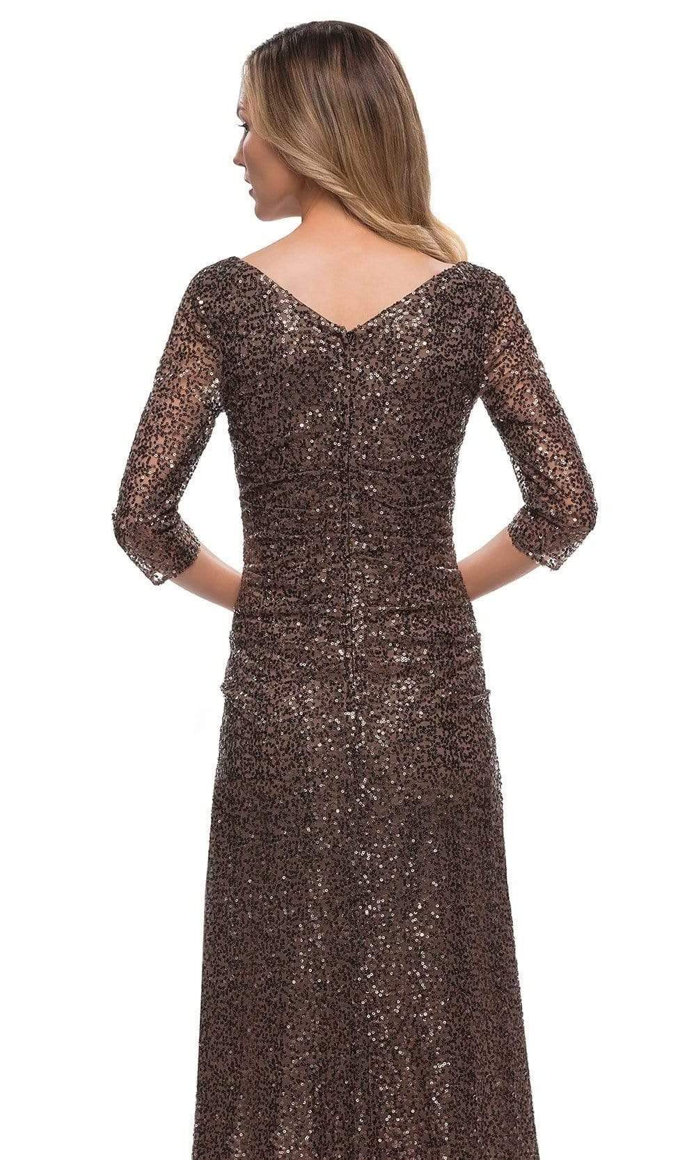 29195 Sequin Appliqued Sheath Long Gown