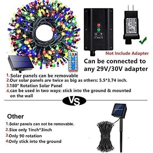 Ucutely Solar String Lights Outdoor,115 Ft 300 LED Solar Christmas Lights with Remote,8 Modes Waterproof Patio Lights for chr