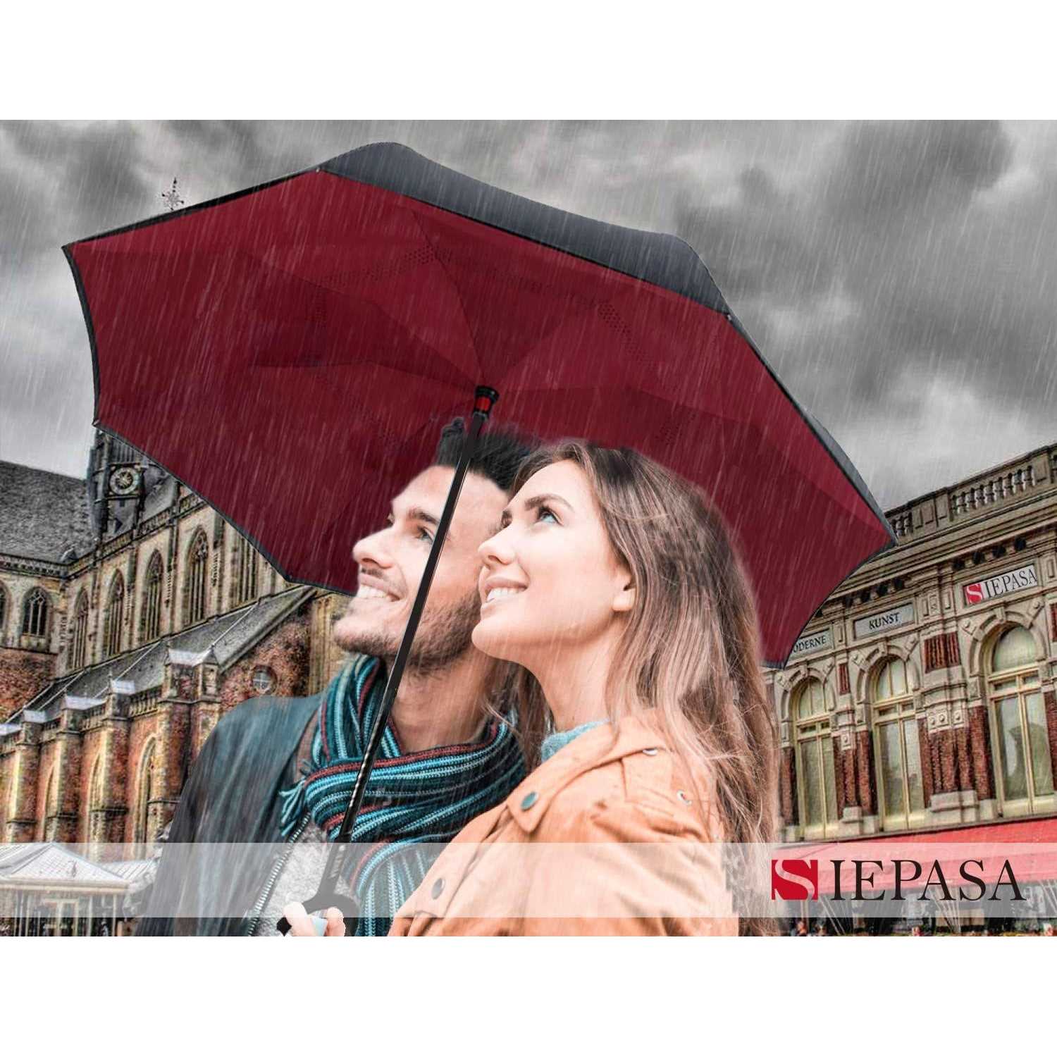 Siepasa Spar. Saa Double Layer Inverted Umbrella with C-Shaped Handle