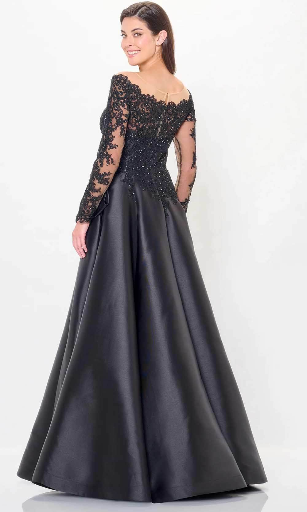 Long Sleeve Applique Evening Dress
