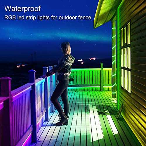 300ft Outdoor Led Strip Lights Waterproof with self-adhesive back,IP68 Outside Led Lights Strips Waterproof with Bluetooth App Remote,Music Sync RGB