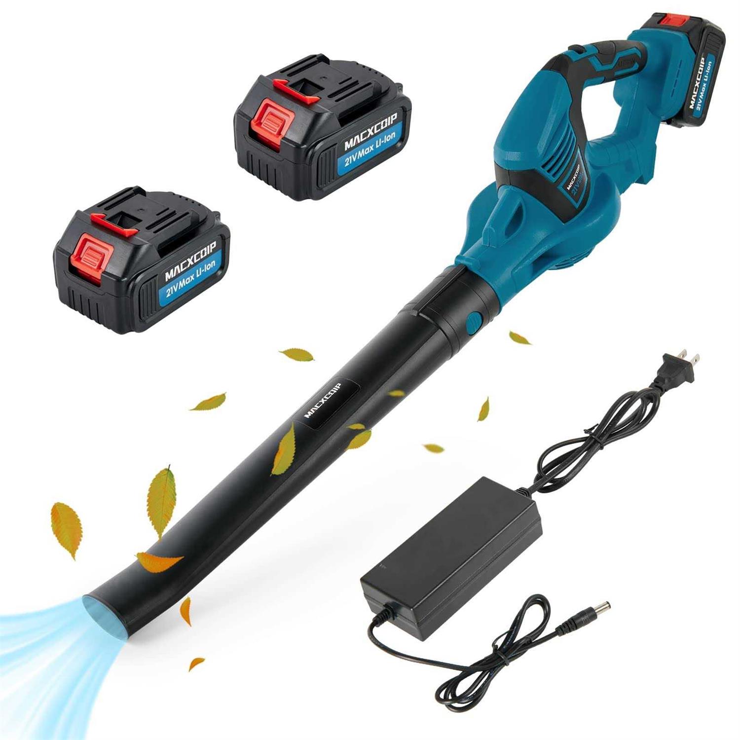 Cordless Leaf Blower 21V 600W 250CFM 130MPH Electrical Handheld Blower with 2 Batteries & Charger