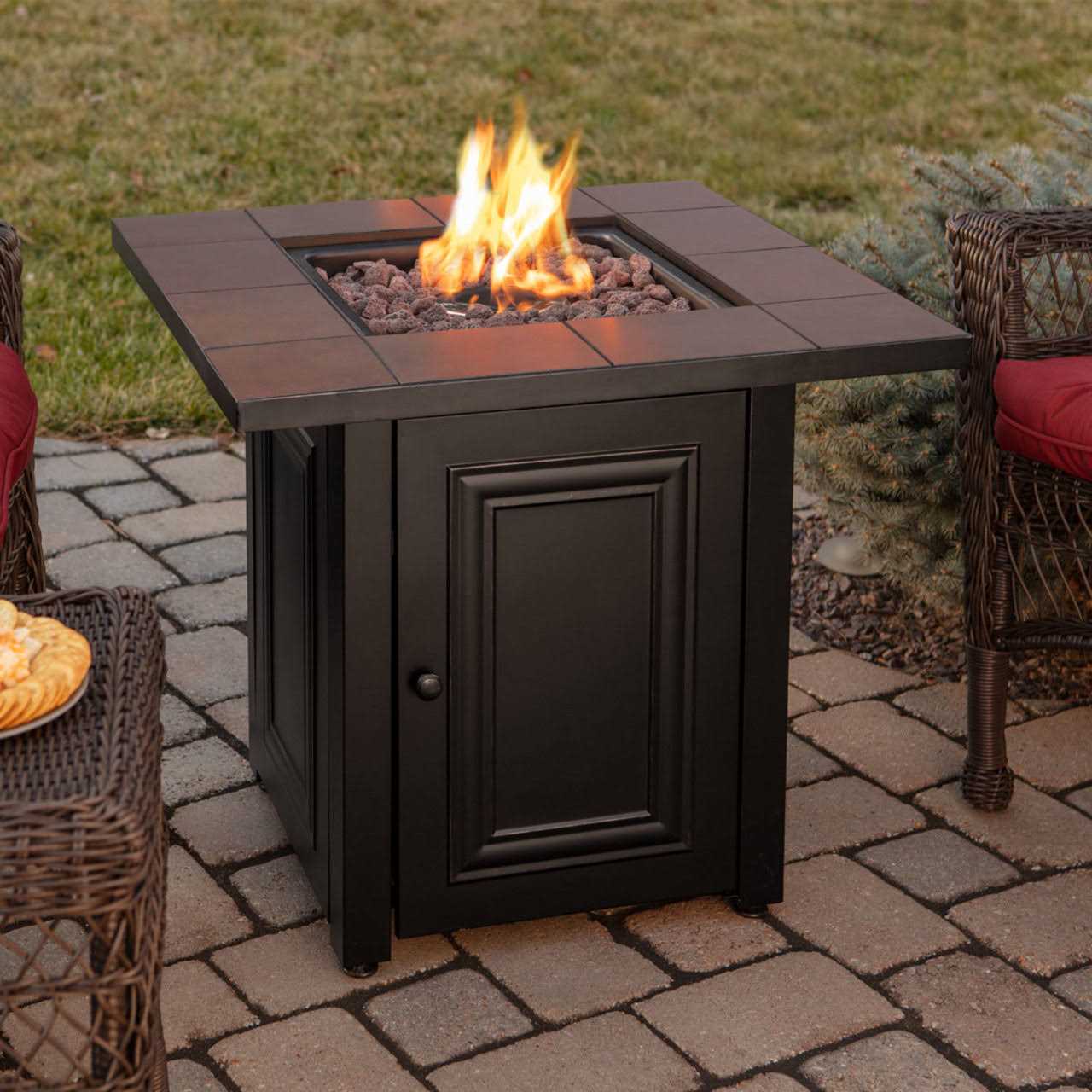 Endless Summer The Vanderbilt LP Gas Outdoor Fire Pit with Ceramic Tile Mantel