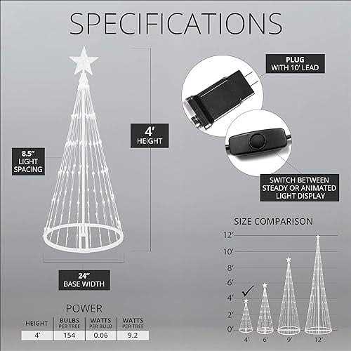 Wintergreen Lighting 14-Function LED Light Show Cone Christmas Tree