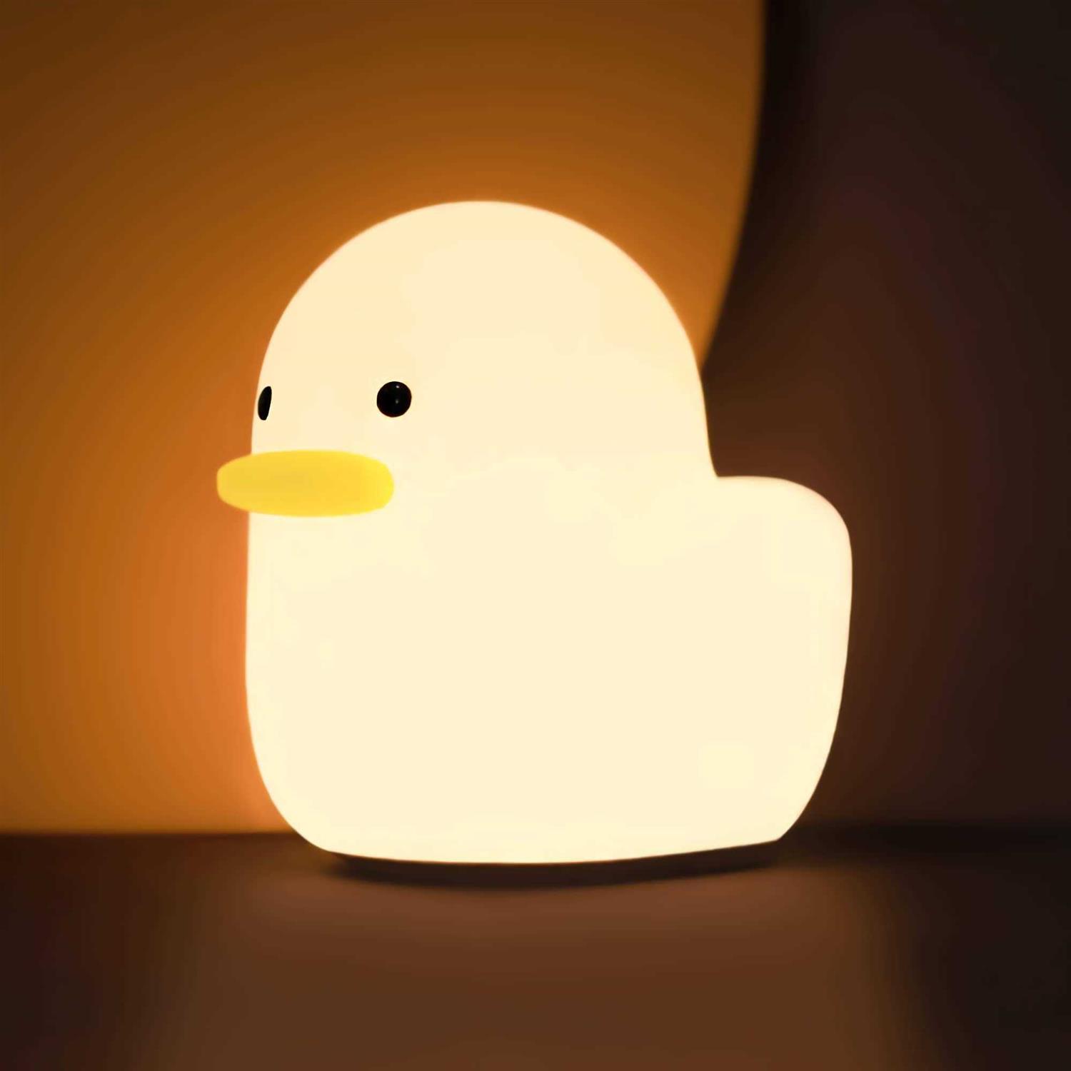 Uneede LED Benson Night Light Cute Duck Animal Silicone Nursery Night Light Rechargeable Table Lamp Bedside Lamp with Touch Sensor for Baby Girls