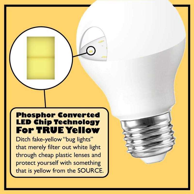 Un-edison A19 Led Bug Light Replaces 100w Yellow Spectrum E26 Medium Outdoor Bulb for Porch Patio & Deck