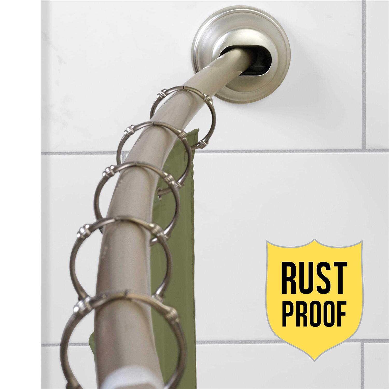 Zenna Home Aluminum Tension Curved Shower Curtain Rod