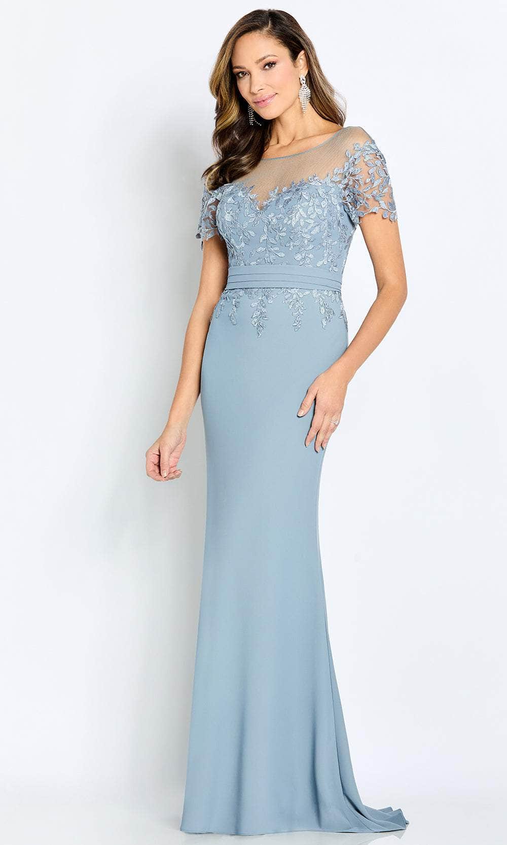 Illusion Bateau Lace Evening Gown