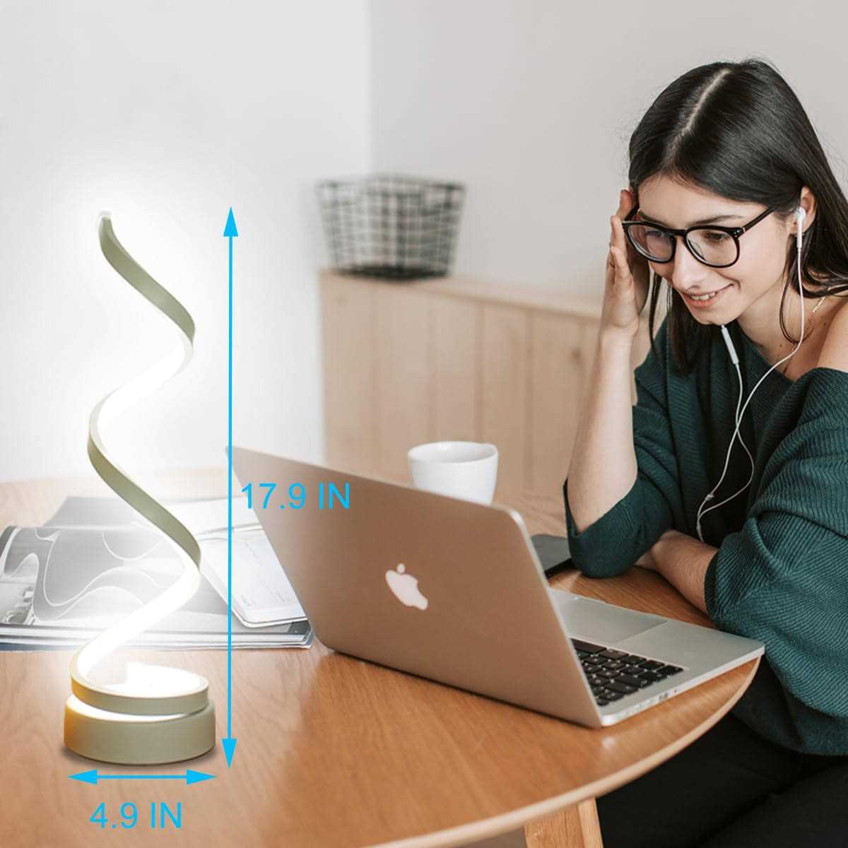 BESKETIE Modern Spiral LED Table Lamp Dimmable Table Lamps