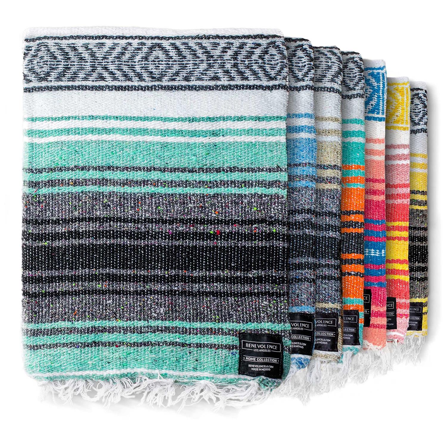 Benevolence LA Authentic Handwoven Mexican Blanket Yoga Blanket
