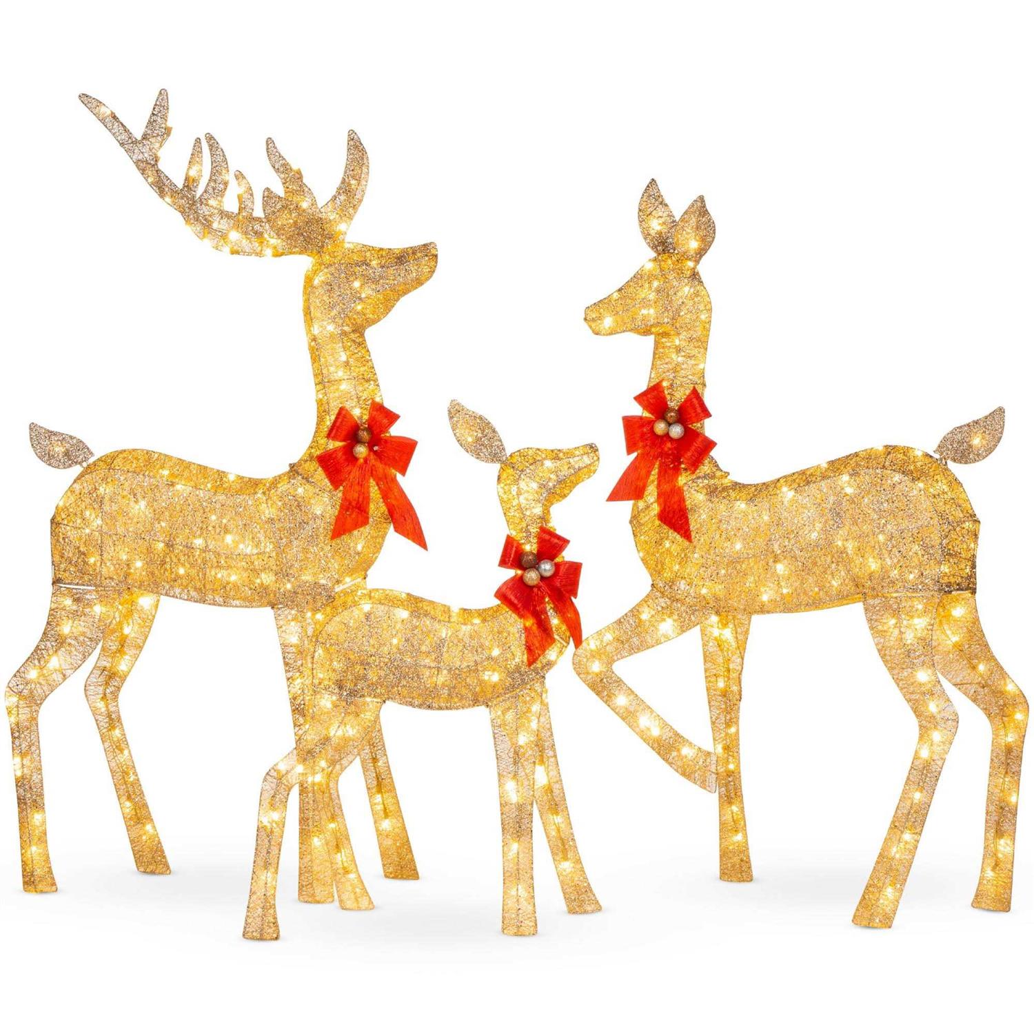Best Choice Products 3-Piece Lighted Christmas Deer Set Outdoor Yard Decoration with 360 LED Lights